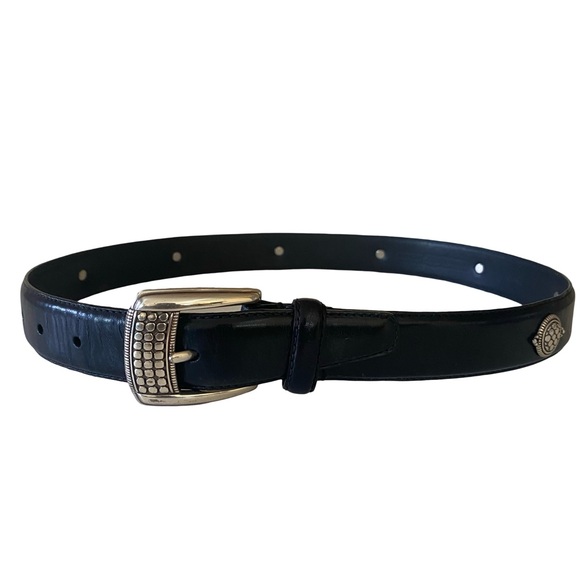Vintage 90s Fossil Leather Belt With Silver Ornaments Black Size Small main image 5